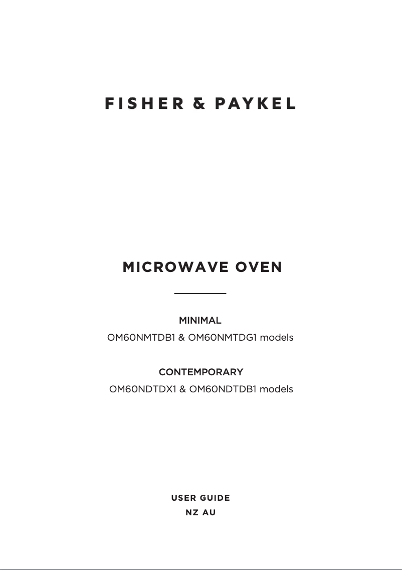 Page 1 de la notice Manuel utilisateur Fisher & Paykel OM60NDTDB1
