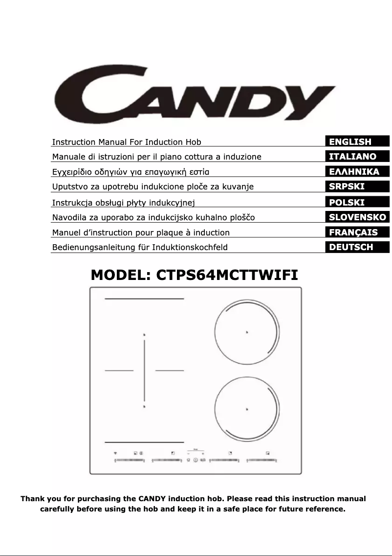 Page 1 de la notice Manuel utilisateur Candy CTPS64MCTTWIFI