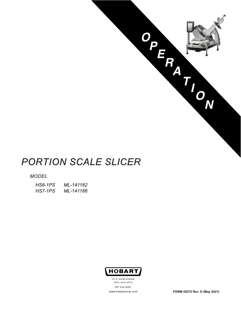 Page 1 de la notice Manuel utilisateur Hobart HS6-1PS