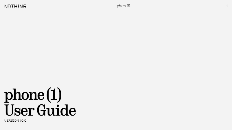 Page n°1 - Manuel utilisateur Nothing Phone (1)