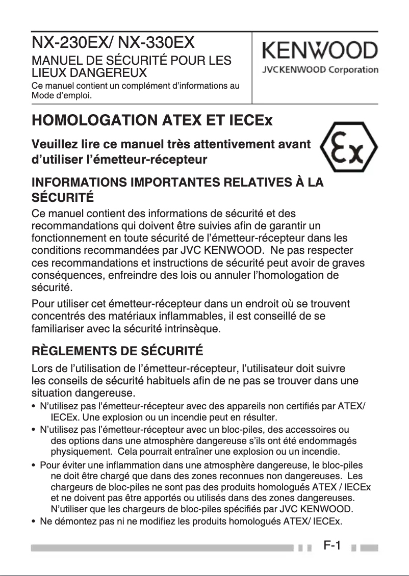Page n°1 - Manuel utilisateur Kenwood NX-330EX