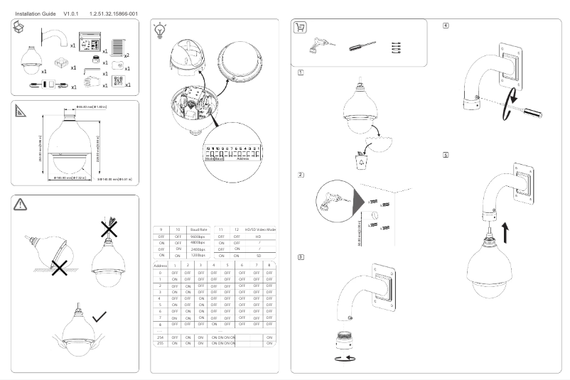 Page 1 de la notice Guide d'installation Dahua Technology SD50232-HC-LA