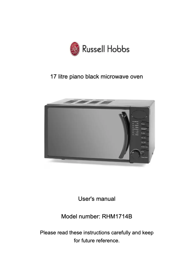 Page n°1 - Manuel utilisateur Russell Hobbs RHM1714B