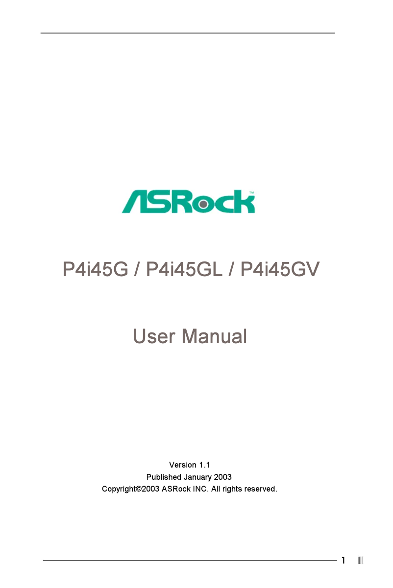 Página 1 del manual Manual de usuario Asrock P4i45G