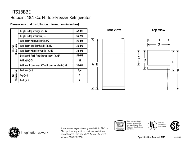 Image de la première page du manuel de l'appareil HTS18BBEWW