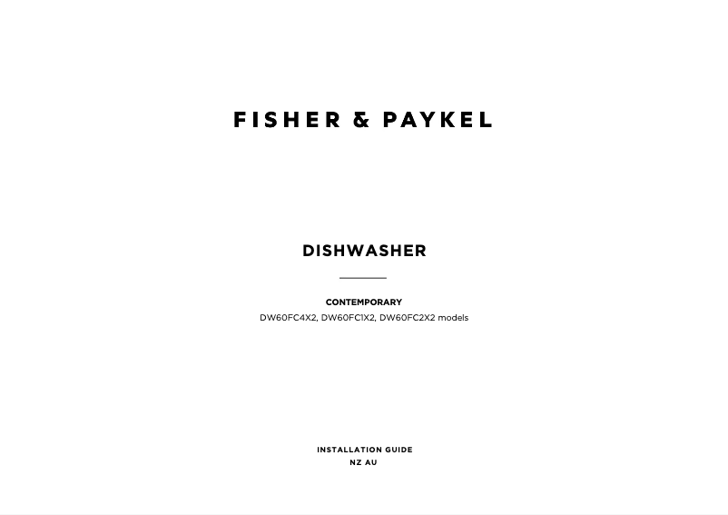 Page n°1 - Guide d'installation Fisher & Paykel DW60FC1X2