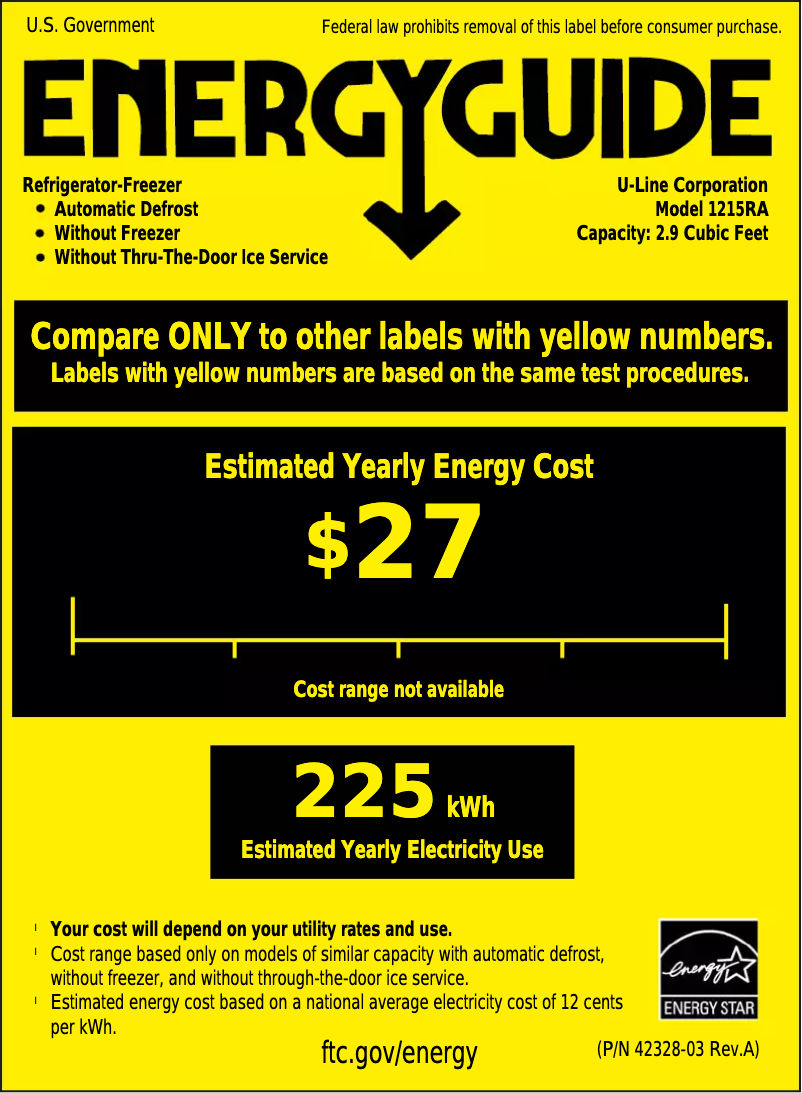 Page n°1 - Label énergétique U-Line U-1215RS-00B
