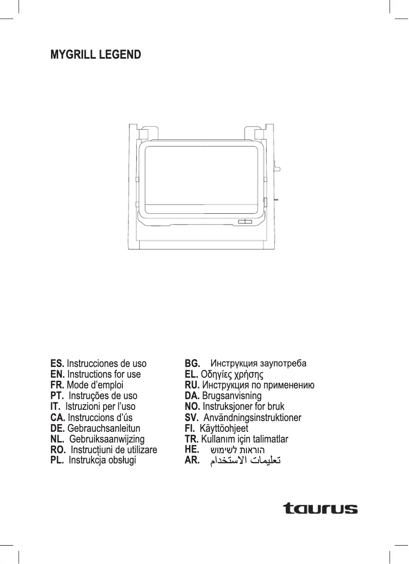 Page 1 de la notice Manuel utilisateur Taurus My Grill Legend