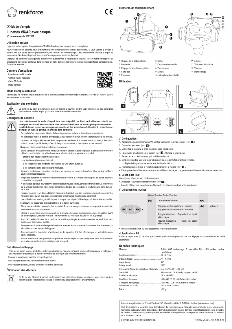 Page 1 de la notice Manuel utilisateur Renkforce 1587100