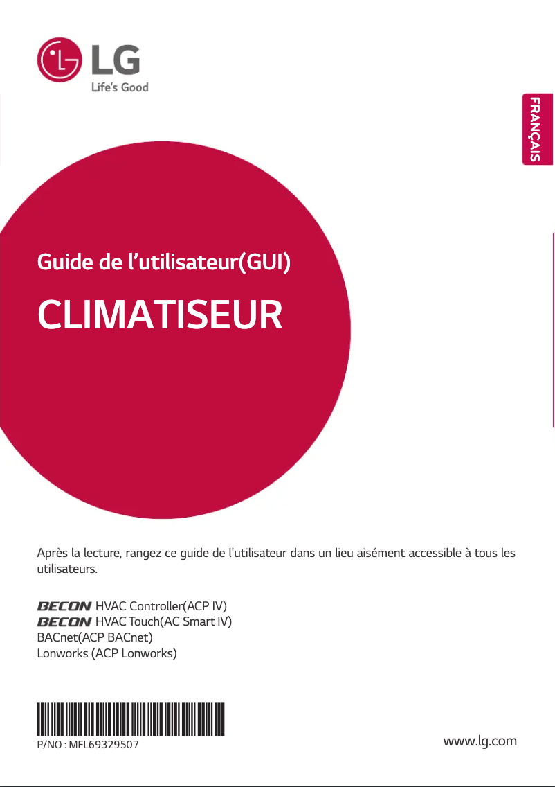 Page 1 de la notice Manuel utilisateur LG PLNWKB000