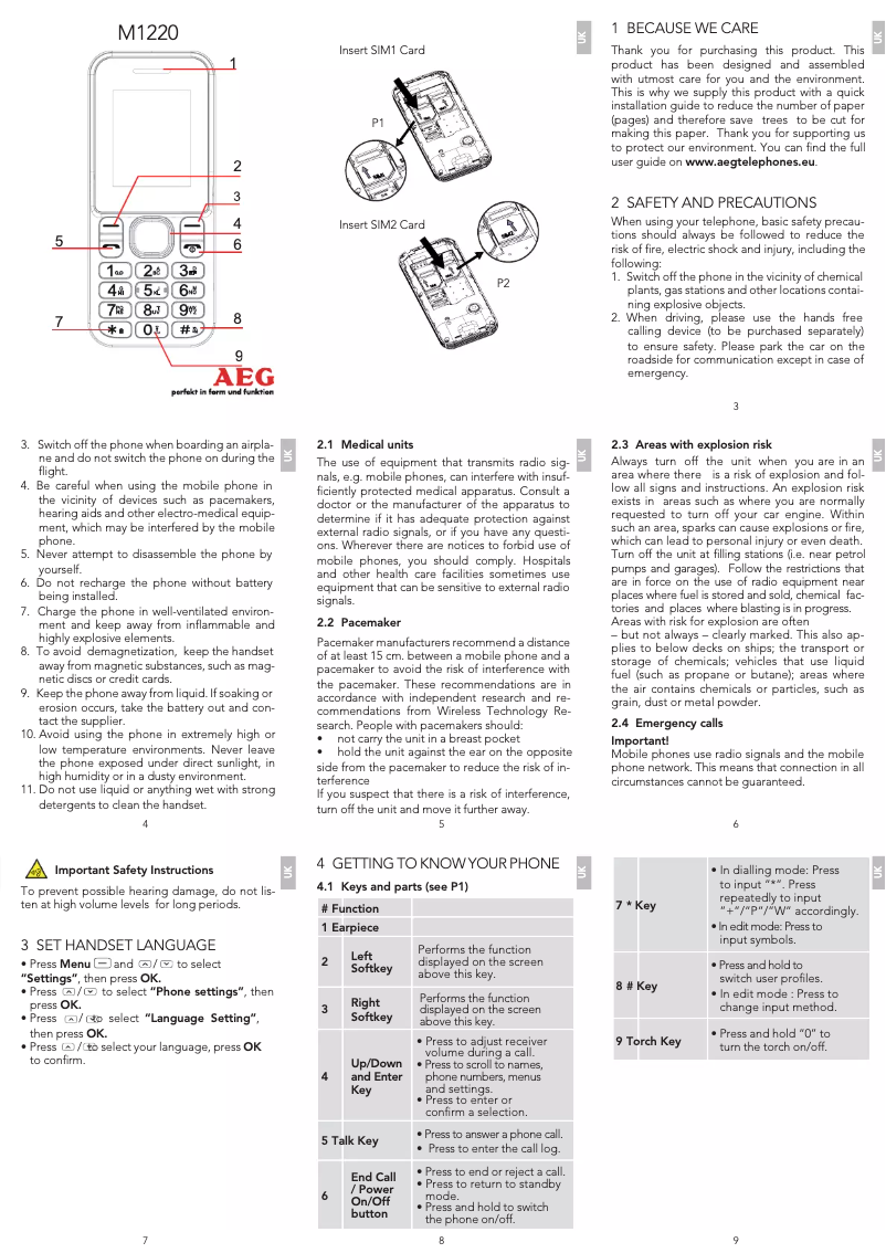 Imagen de la primera página del manual del dispositivo Voxtel M1220