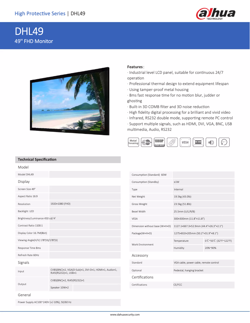 Page n°1 - Manuel utilisateur Dahua Technology DHL49
