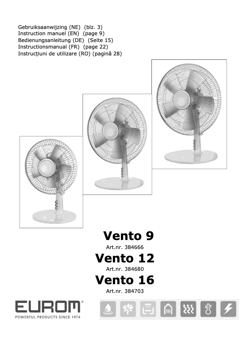 Page n°1 - Manuel utilisateur Eurom Vento 16