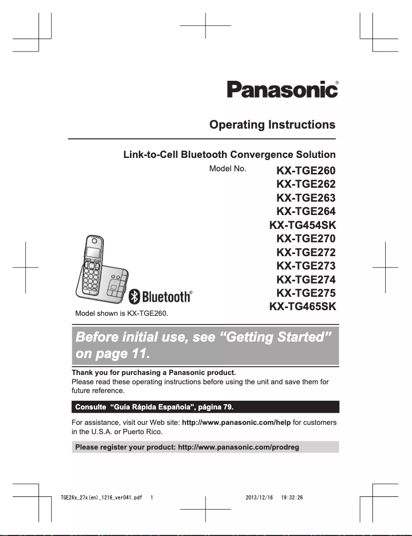 Página 1 del manual Manual de usuario Panasonic KX-TG454SK