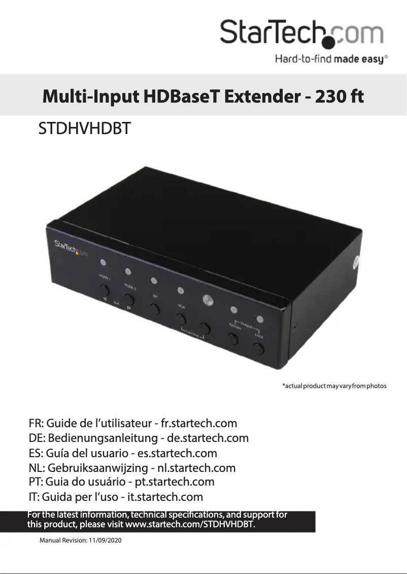 Page n°1 - Manuel utilisateur StarTech.com STDHVHDBT