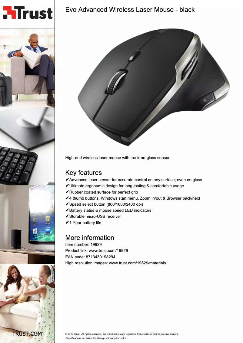 Page n°1 - Manuel utilisateur Trust Evo Advanced