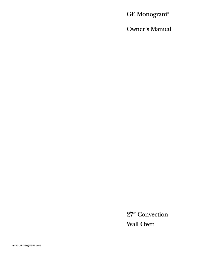 Page n°1 - Manuel d'utilisation et d'entretien GE ZEK937BDBB