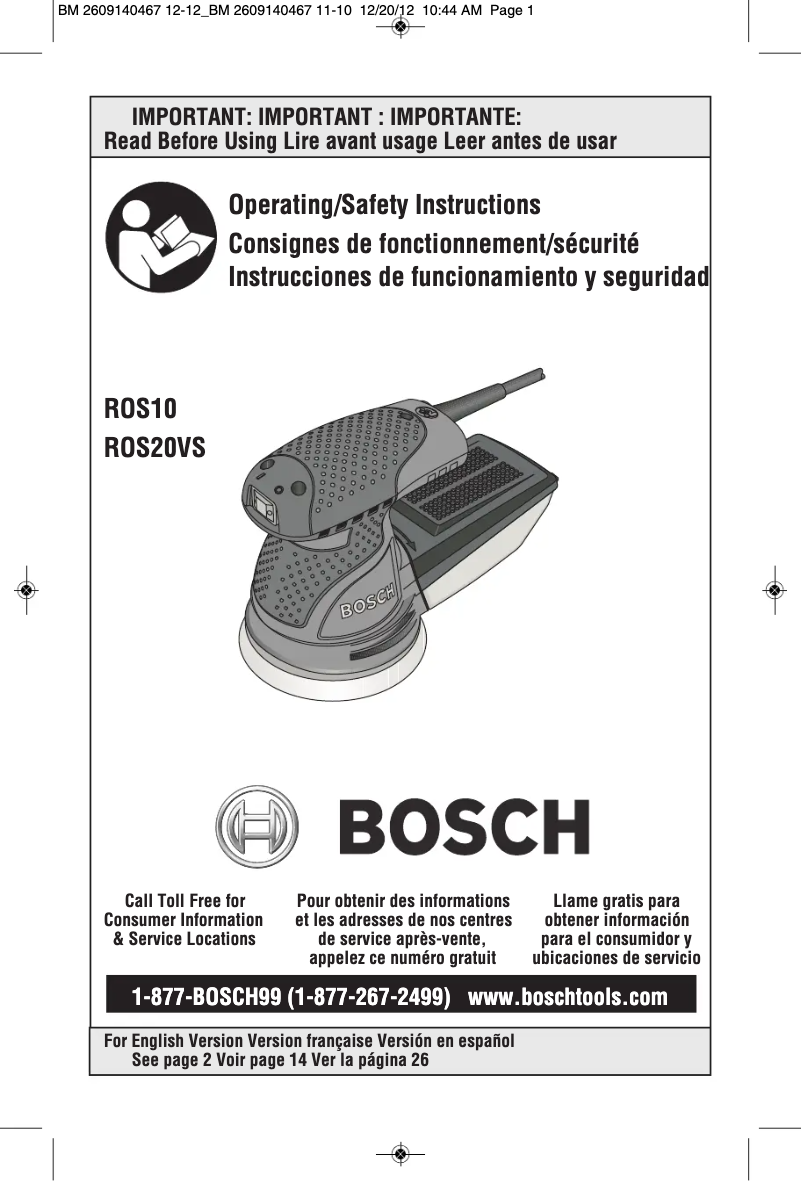 Page n°1 - Manuel utilisateur Bosch ROS20VSK