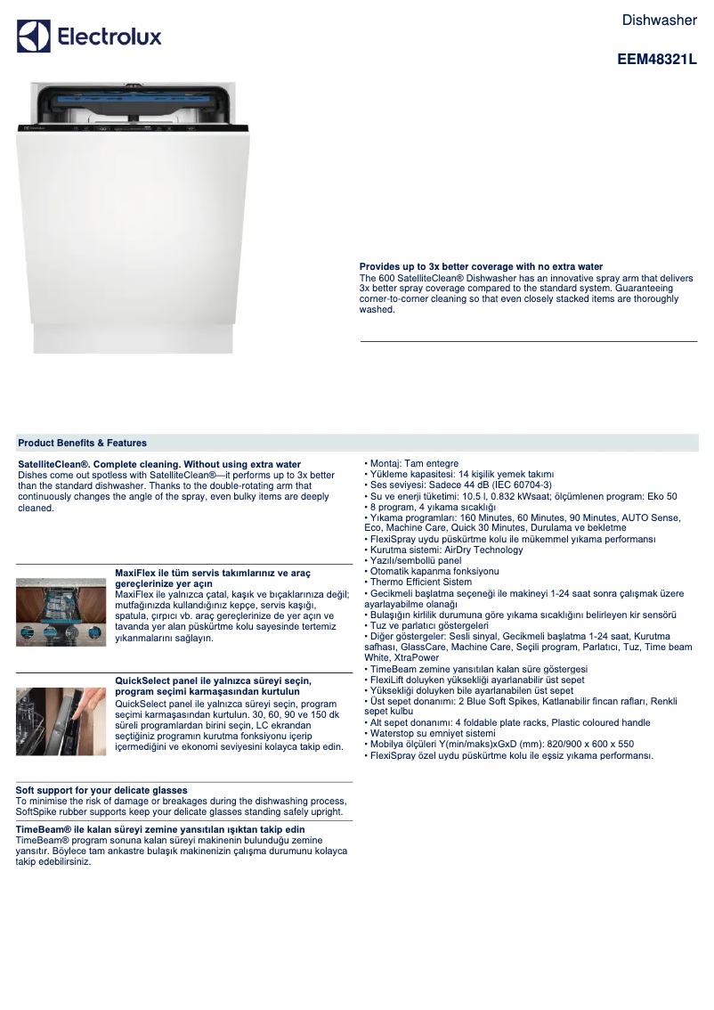 Page 1 de la notice Fiche technique Electrolux EEM48321L