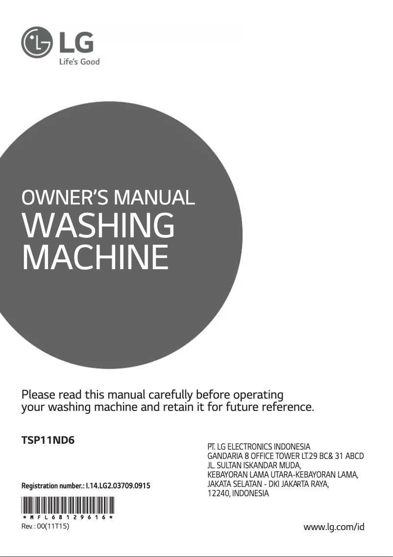Page 1 de la notice Manuel utilisateur LG TSP11ND6