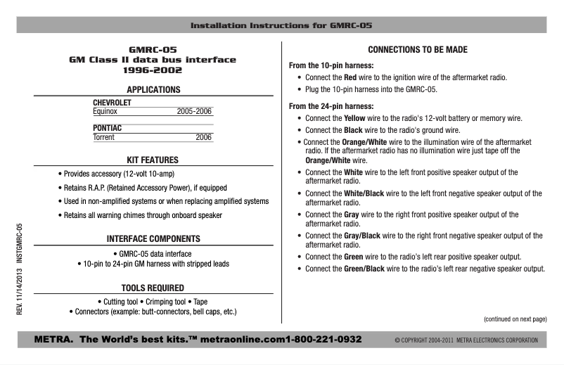 Page 1 de la notice Manuel utilisateur Axxess GMRC-05