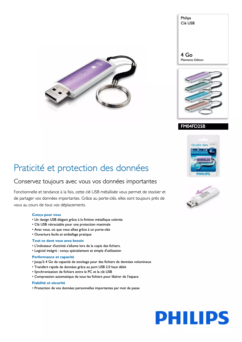 Page n°1 - Fiche technique Philips FM04FD25B