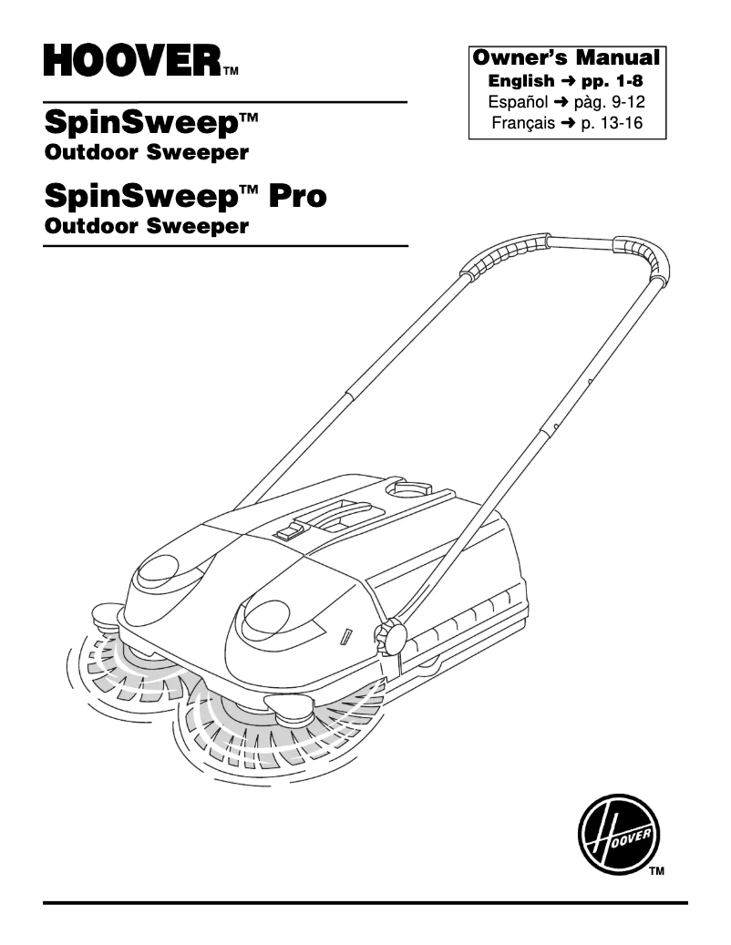 Image de la première page du manuel de l'appareil SpinSweep Pro