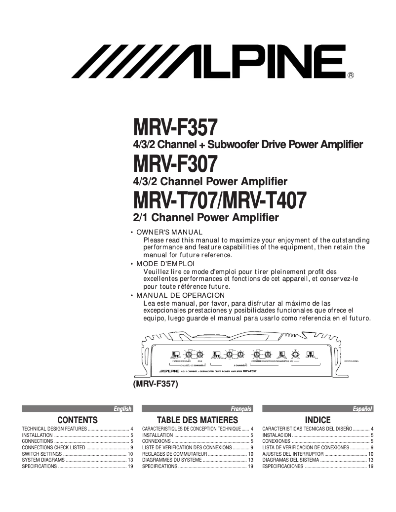 Page 1 de la notice Manuel utilisateur Alpine MRV-T707