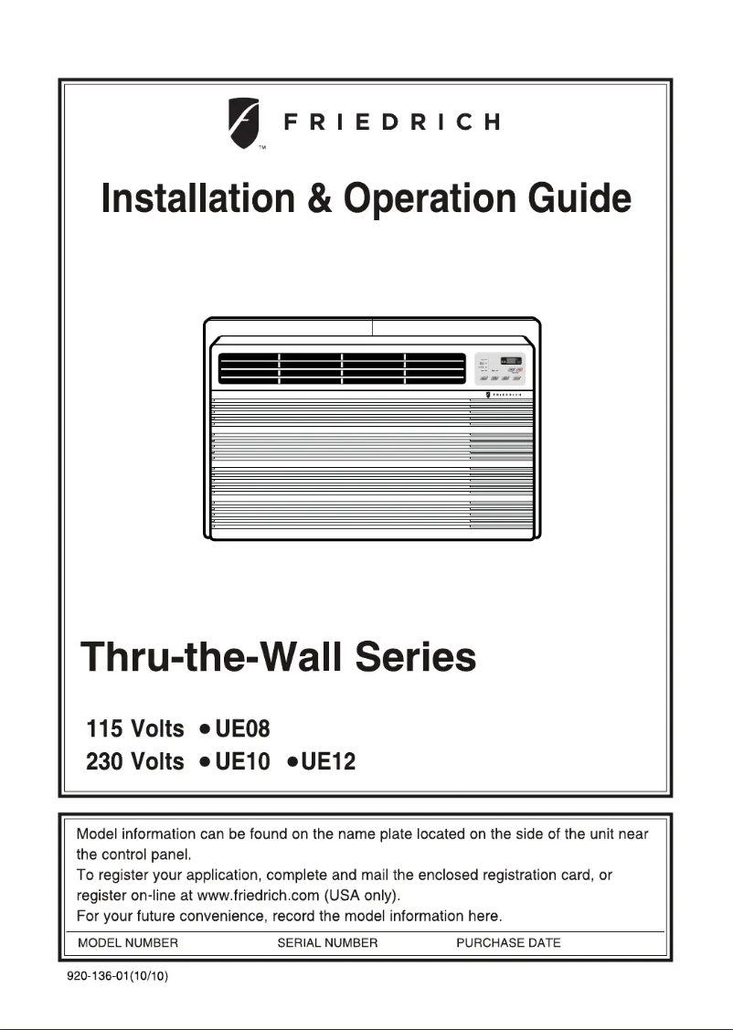 Página 1 del manual Manual de usuario Friedrich Uni-Fit UE12C33
