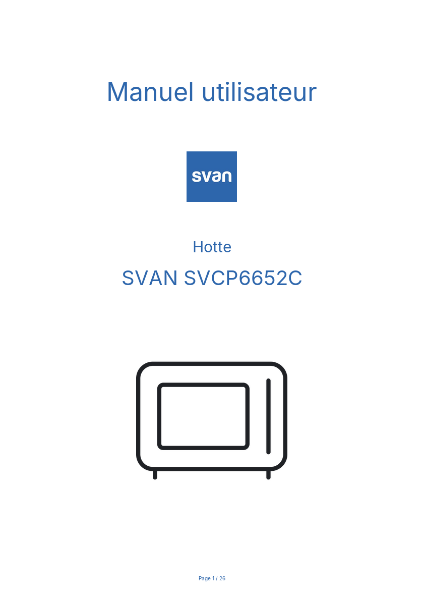 Page n°1 - Manuel utilisateur SVAN SVCP6652C