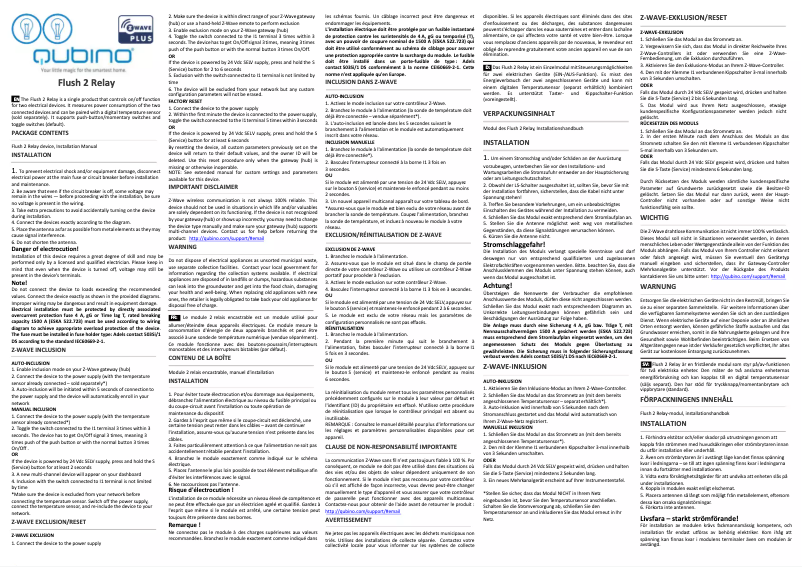 Image de la première page du manuel de l'appareil Flush 2 Relays
