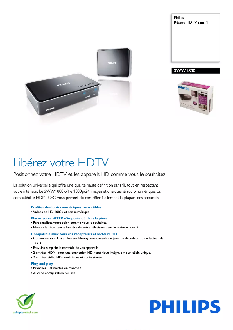 Image de la première page du manuel de l'appareil SWW1800