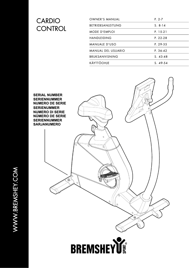 Page 1 de la notice Manuel utilisateur Bremshey Cardio Control