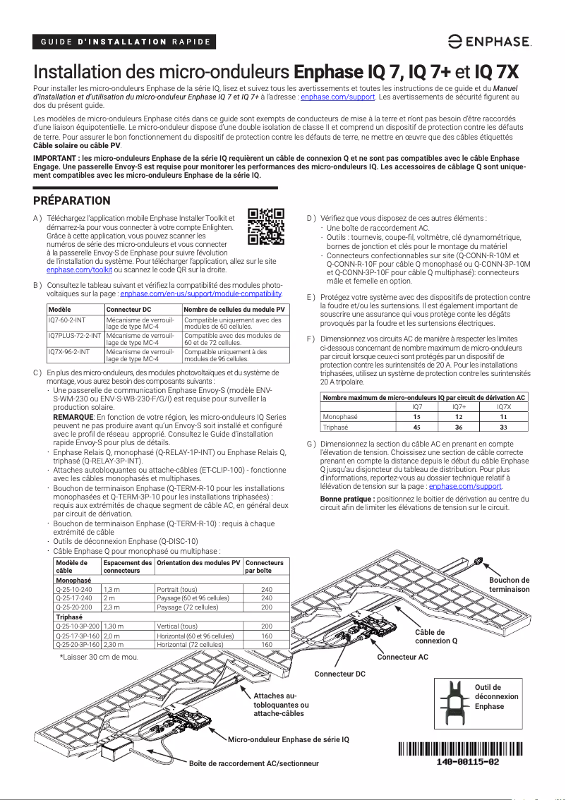 Page 1 de la notice Guide d'installation Enphase IQ 7