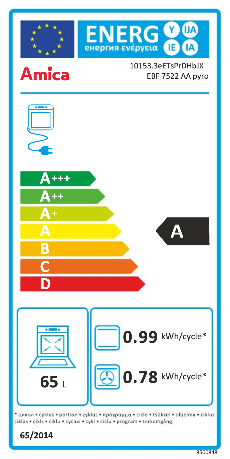 Page n°1 - Manuel utilisateur Amica EBF 7522 AA pyro