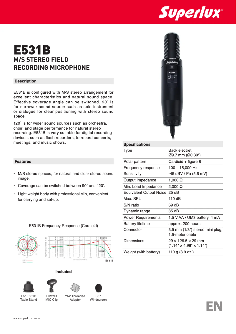 Page n°1 - Manuel utilisateur Superlux E531