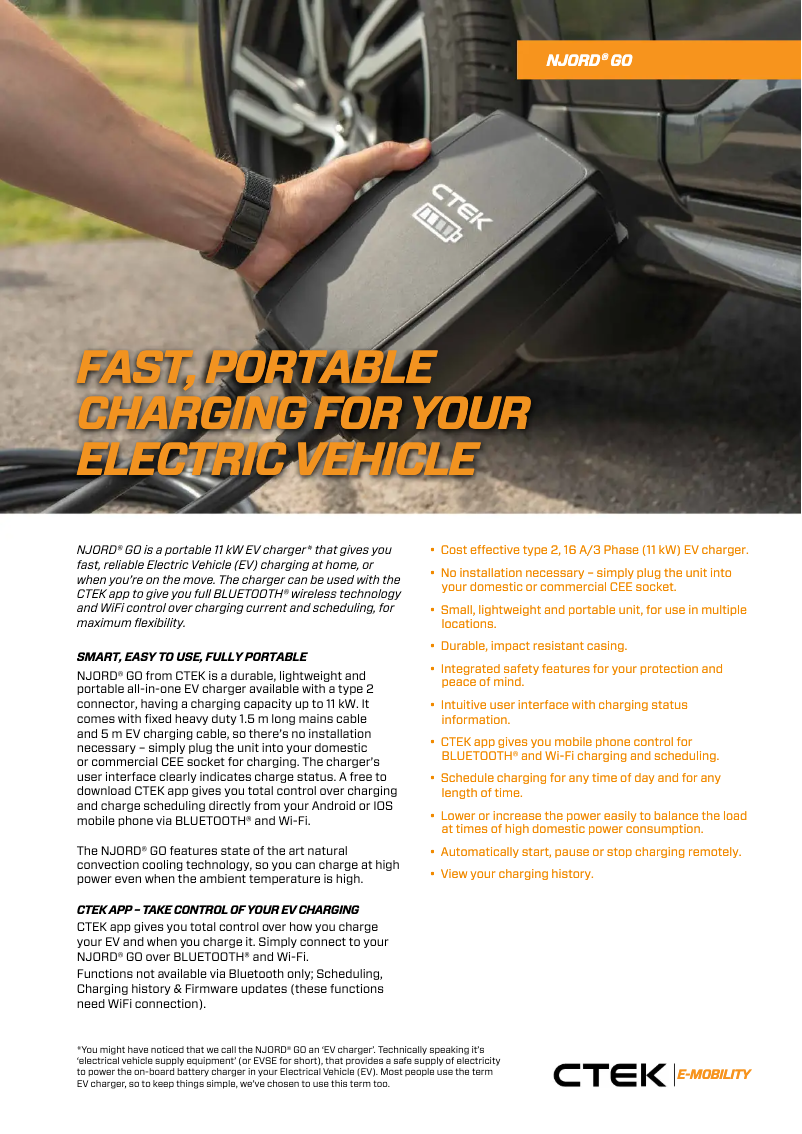Page 1 de la notice Fiche technique Ctek NJORD GO