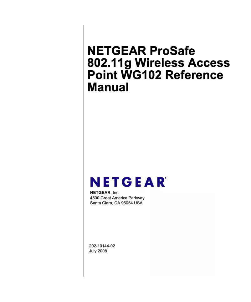Page 1 de la notice Manuel utilisateur Netgear ProSafe WAG102