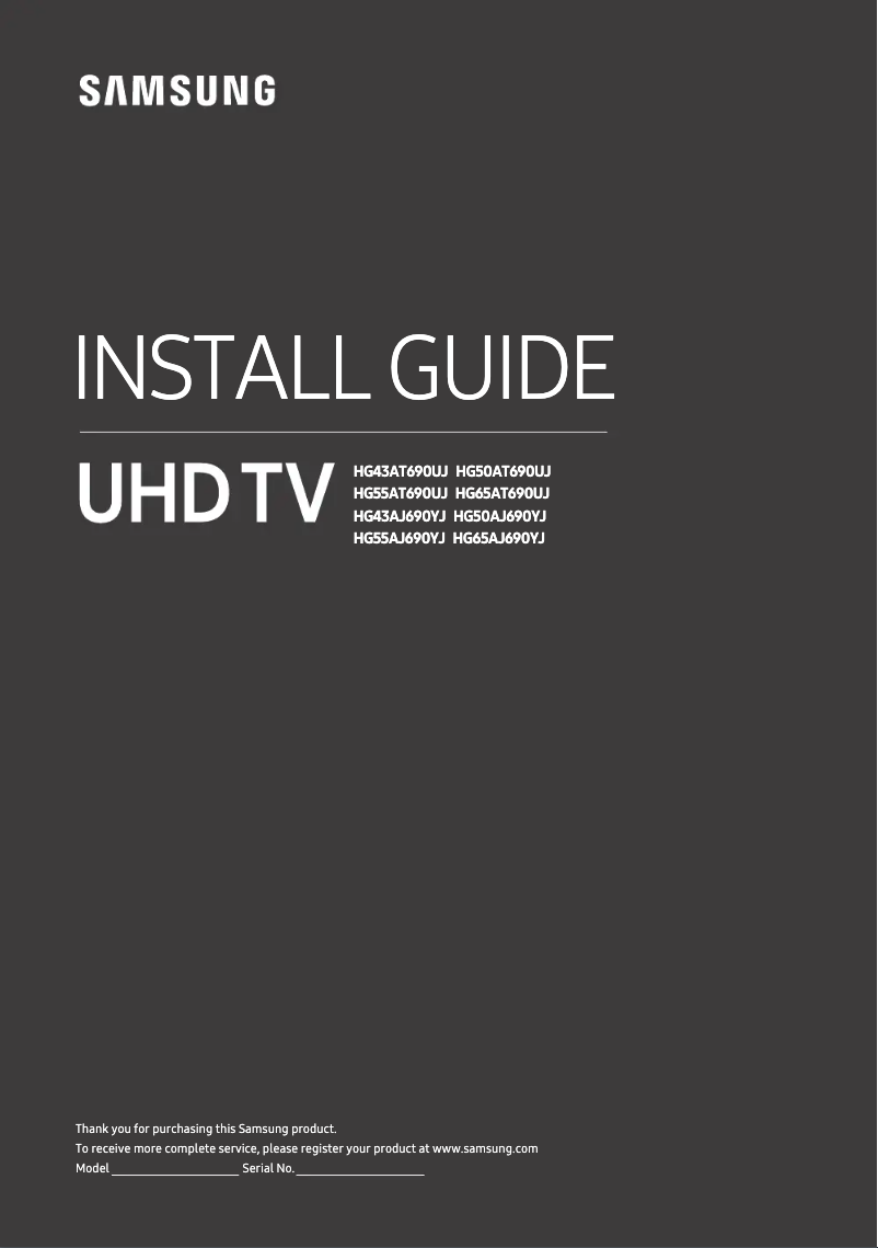 Page n°1 - Guide d'installation Samsung HG65AJ690YJ