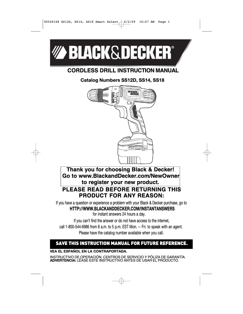 Page n°1 - Manuel utilisateur Black & Decker SS18SB