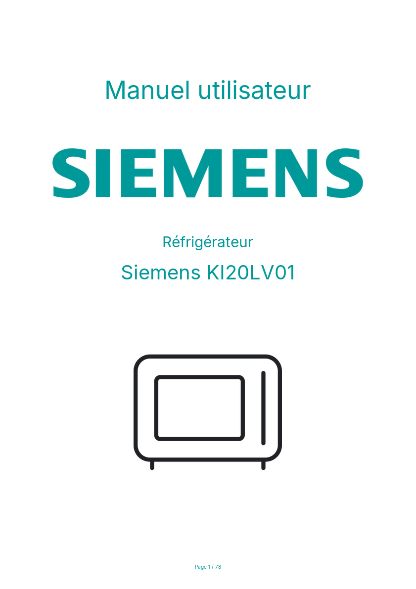 Page n°1 - Manuel utilisateur Siemens KI20LV01