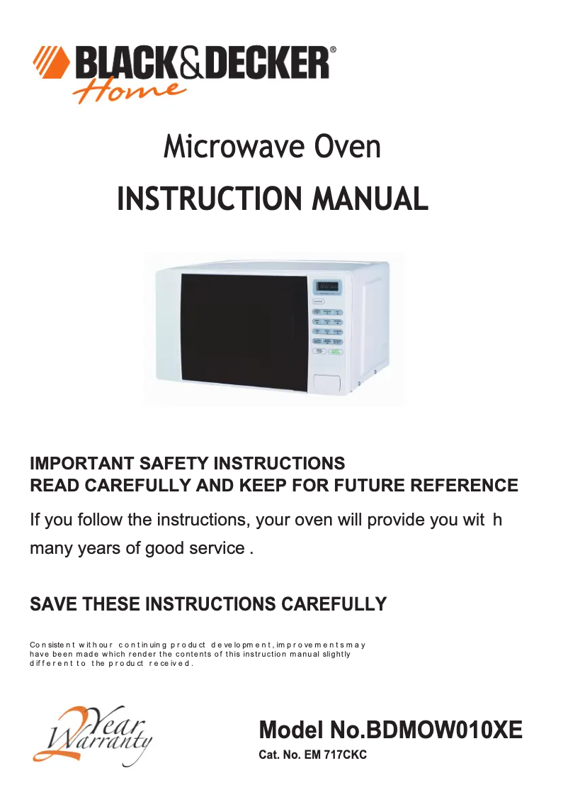 Page n°1 - Manuel utilisateur Black & Decker BDMOW010