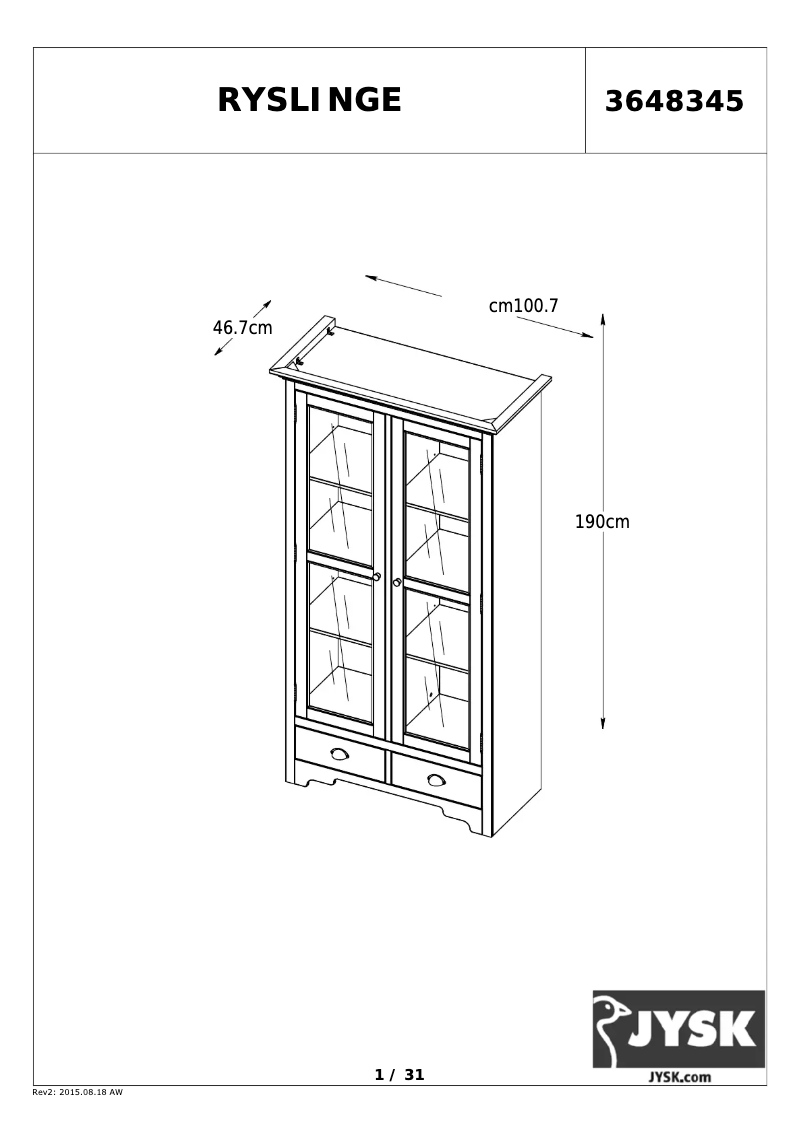 Image de la première page du manuel de l'appareil Ryslinge (101x190x47)