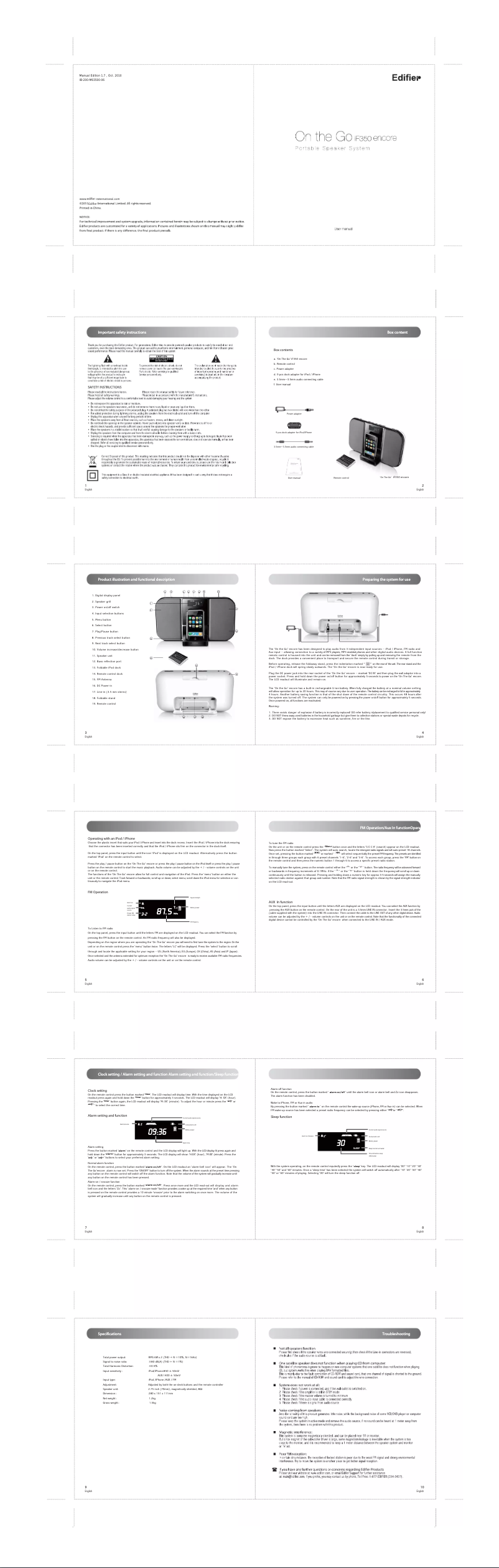 Page n°1 - Manuel utilisateur Edifier If350