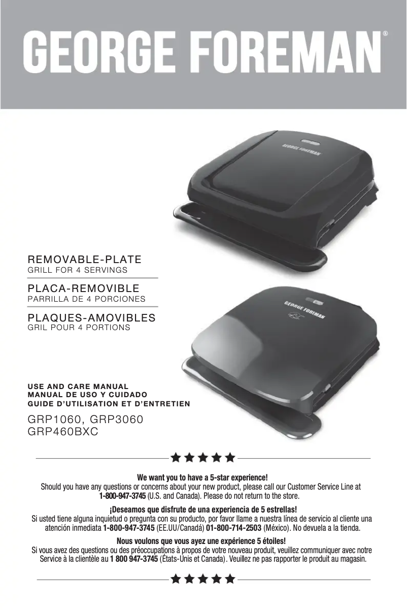 Página 1 del manual Manual de usuario George Foreman GRP1060B