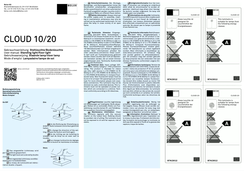 Page n°1 - Manuel utilisateur Belux CLOUD 20