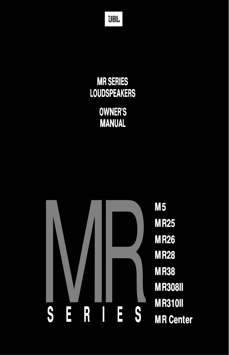 Page n°1 - Manuel utilisateur JBL MR25
