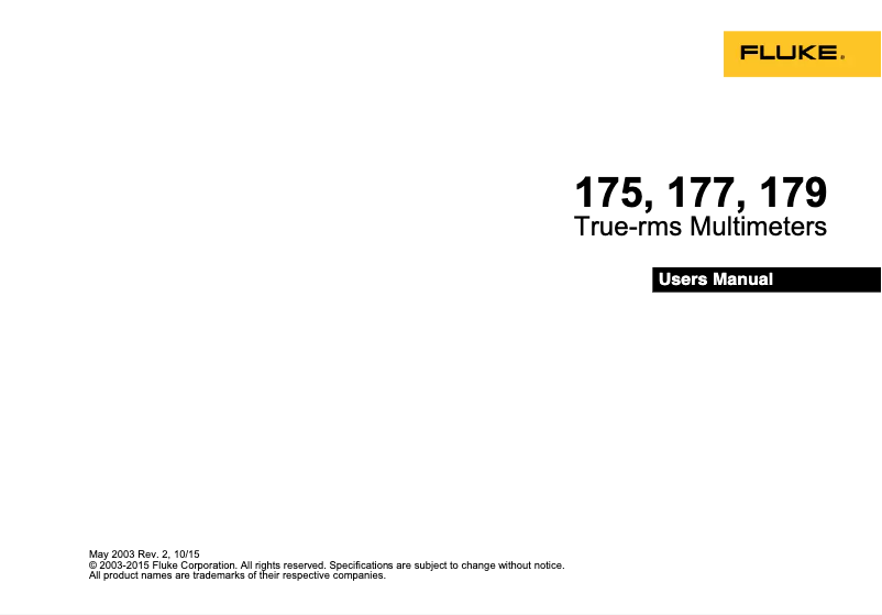 Page 1 de la notice Manuel utilisateur Fluke 175 True RMS