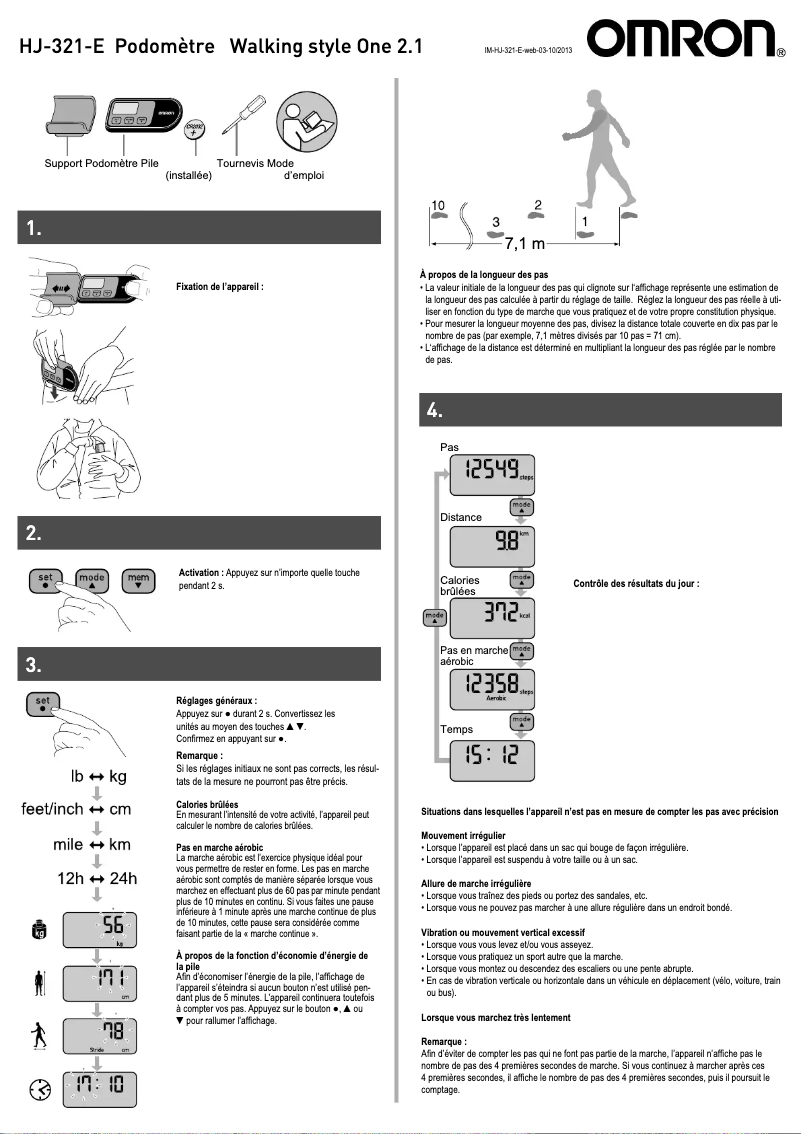 Imagen de la primera página del manual del dispositivo Walking Style One 2.1