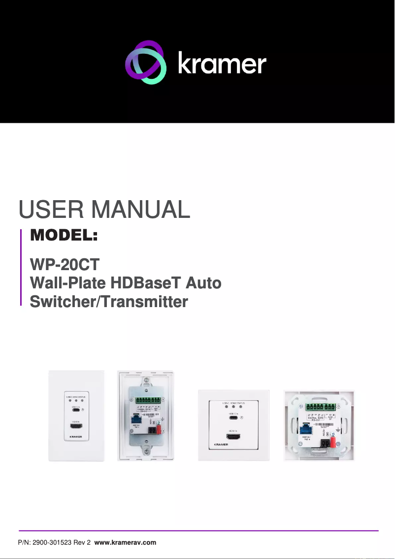 Page n°1 - Manuel utilisateur Kramer WP-20CT